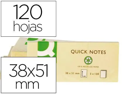 Imagen NOTAS ADHESIVAS QUITA Y PON 38X51MM RECICLADO