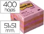 Imagen Bloc de notas adhesivas quita y pon post-it 51x51 mm minicubo color rosa 2051-p 400 hojas 2