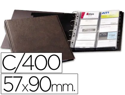 Imagen Tarjetero duraclip visifix marron 20 fundas para 400 tarjetas tamao din a4 incluye 12 separadores