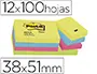 Imagen Bloc de notas adhesivas quita y pon post-it 38x51 mm neon pack de 12 blocs surtido 2