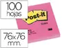 Imagen Bloc de notas adhesivas quita y pon post-it 76x76 mm fucsia neon con 100 hojas 2