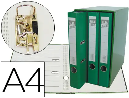 Imagen Modulo elba 3 archivadores de palanca din a4 2 anillas verde lomo de 50 mm