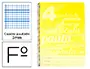 Imagen Cuaderno espiral liderpapel folio pautaguia tapa plastico 80h 80gr cuadro pautado 3mm con margen color amarillo 2
