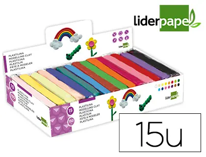Imagen Plastilina liderpapel en barras de 150 gramos - caja de 15 unidades colores surtidos