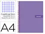 Imagen Cuaderno espiral liderpapel a4 micro crafty tapa forrada 120h 90gr cuadro 5mm 5 bandas 4 taladros color violeta 2