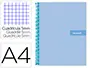 Imagen Cuaderno espiral liderpapel a4 micro crafty tapa forrada 120h 90 gr cuadro 5 mm 5 bandas 4 colores celeste 2