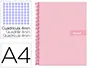 Imagen Cuaderno espiral liderpapel a4 crafty tapa forrada 80h 90 gr cuadro 4mm con margen color rosa 2