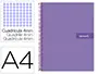 Imagen Cuaderno espiral liderpapel a4 crafty tapa forrada 80h 90 gr cuadro 4mm con margen color violeta 2