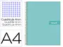 Imagen Cuaderno espiral liderpapel a4 crafty tapa forrada 80h 90 gr cuadro 4mm con margen color turquesa 2