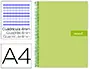 Imagen Cuaderno espiral liderpapel a4 crafty tapa forrada 80h 90 gr cuadro 4mm con margen color verde 2