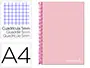 Imagen Cuaderno espiral liderpapel a4 micro jolly tapa forrada 140h 75 gr cuadro 5mm 5 bandas 4 taladros color rosa 2