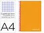Imagen Cuaderno espiral liderpapel a4 micro jolly tapa forrada 140h 75 gr cuadro 5mm 5 bandas4 taladros color naranja 2