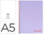 Imagen Cuaderno espiral liderpapel a5 micro wonder tapa plastico 120h 90g cuadro 5mm 5 bandas 6 taladros color violeta 2