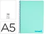 Imagen Cuaderno espiral liderpapel a5 micro wonder tapa plastico 120h 90g cuadro 5mm 5 bandas 6 taladros color verde 2