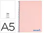 Imagen Cuaderno espiral liderpapel a5 micro wonder tapa plastico 120h 90g cuadro 5mm 5 bandas 6 taladros color rosa 2