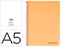 Imagen Cuaderno espiral liderpapel a5 micro wonder tapa plastico 120h 90g cuadro 5mm 5 bandas 6 taladros color naranja 2