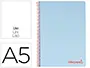 Imagen Cuaderno espiral liderpapel a5 micro wonder tapa plastico 120h 90g cuadro 5mm 5 bandas 6 taladros color celeste 2