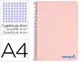 Imagen Cuaderno espiral liderpapel a4 wonder tapa plastico 80h 90gr cuadro 4mm con margen color rosa 2