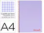 Imagen Cuaderno espiral liderpapel a4 micro wonder tapa plastico 120h 90 gr cuadro 5 mm 5 banda4 taladros color lila 2