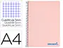 Imagen Cuaderno espiral liderpapel a4 micro wonder tapa plastico 120h 90 gr cuadro 5 mm 5 bandas 4 taladros color rosa 2