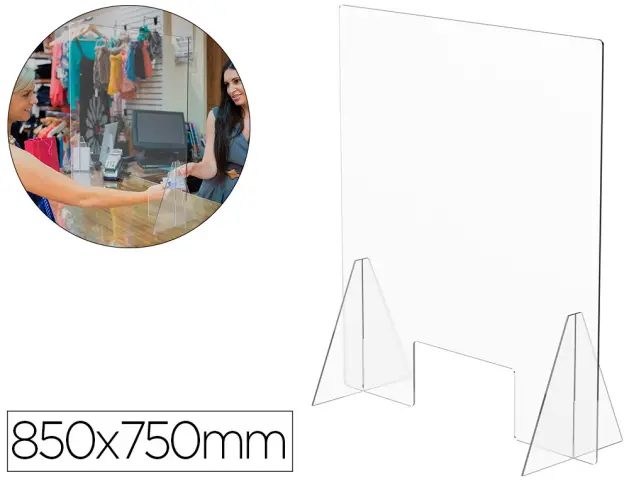 Imagen Pantalla de proteccion de mesa para mostrador metacrilato ventana 300 x 150 mm medidas 850 x 750 mm