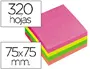 Imagen Bloc de notas adhesivas quita y pon q-connect 75x75 mm fluorescente con 320 hojas 2