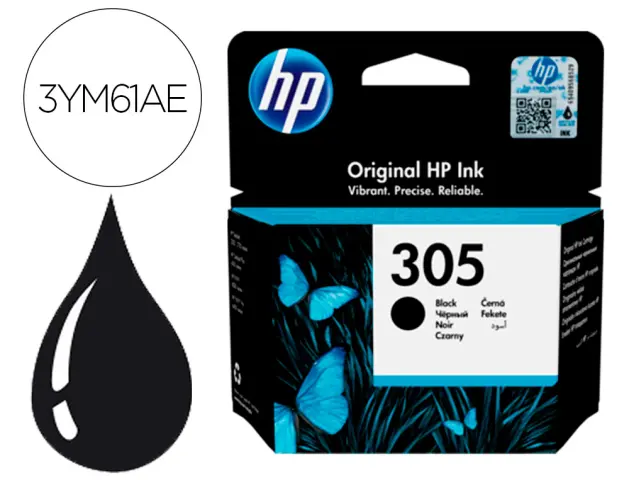 Imagen Ink-Jet Hp 305 Deskjet 1210 / 1212 / 1255 / 2732 / 2752 / 4155 / 4158 Envy 6020 / 6052 /6055 / 6420 Negro 120.