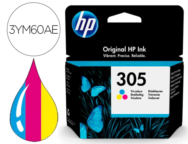 Imagen Ink-Jet Hp 305 Deskjet 1210 / 1212 / 1255 / 2732 / 2752 / 4155 / 4158 Envy 6020 / 6052 /6055 / 6420 Tricolor 100.