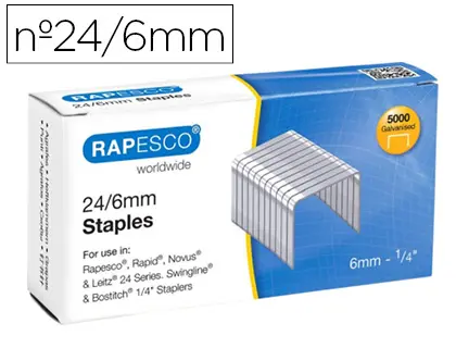 Imagen Grapas Rapesco Galvanizada 24/6 Caja De 5000 Unidades.