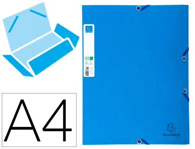 Imagen Carpeta exacompta clean safe carton gomas tres solapas din a4 azul