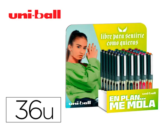 Imagen Rotulador uni-ball roller ub-157 tinta liquida 0,7 mm expositor de 36 unidades colores surtidos promo vac
