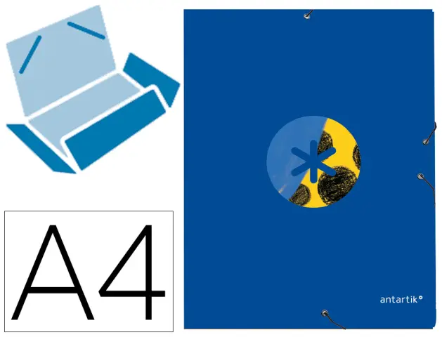 Imagen Carpeta liderpapel antartik gomas a4 3 solapas carton forrado trending color azul