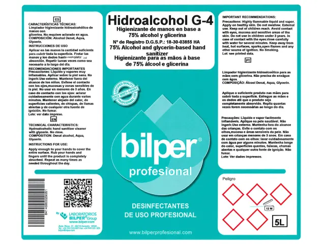 Imagen Gel hidroalcoholico locion higienizante de manos con alcohol y glicerina ph neutro garrafa de 5 litros 2