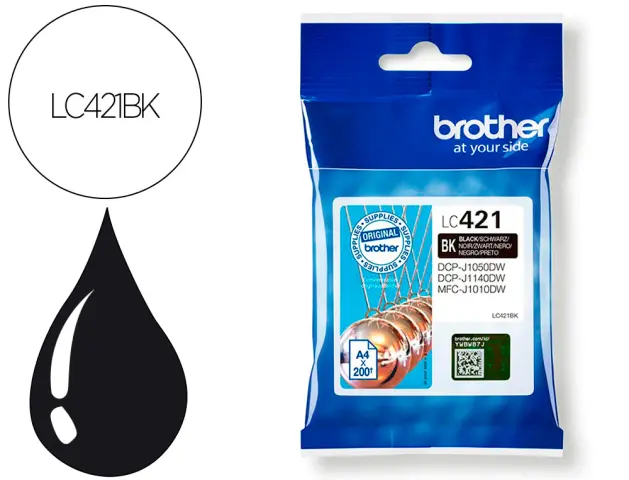 Imagen Ink-jet brother lc421bk dcp-j1050dw / dcp-j1140dw / mfc-j10 negro 200 paginas