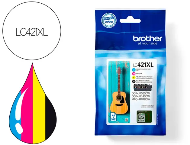 Imagen Ink-jet brother lc421xlval dcp-j1050dw / dcp-j1140dw / mfc-j10 pack 4 colores 500 paginas