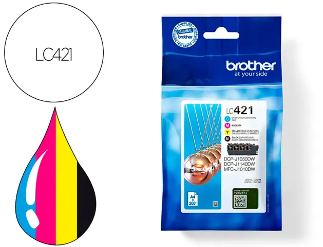 Imagen Ink-jet brother lc421val dcp-j1050dw / dcp-j1140dw / mfc-j10 pack 4 colores 200 paginas