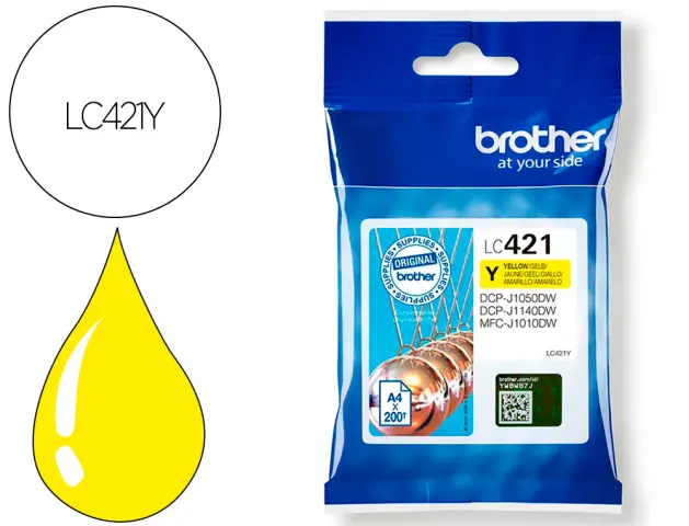 Imagen Ink-jet brother lc421y dcp-j1050dw / dcp-j1140dw / mfc-j10 amarillo 200 paginas