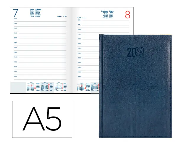 Imagen Agenda encuadernada liderpapel creta 15x21 cm 2023 dia pagina color azul papel 70 gr