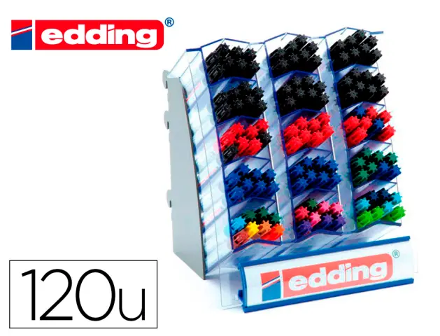 Imagen Rotulador edding marcador permanente 3000 punta redonda 1,5-3 mm recargable expositor 120 unidades colores surtidos