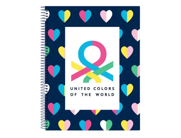 Imagen Cuaderno espiral safta tapa forrada din a4 120 hojas cuadro 5 mm 60 gr microperforado benetton