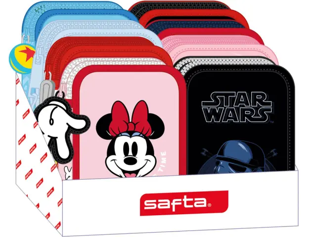 Imagen Plumier safta doble cremallera pequeo mod. 854 expositor de 10 unidades surtidos 200x280x240 mm