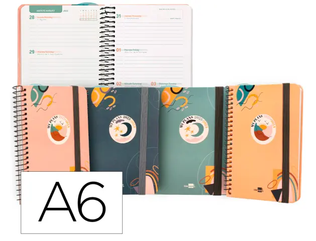 Imagen Agenda escolar liderpapel curso 23-24 college classic my plans mini bilingue semana vista espiral