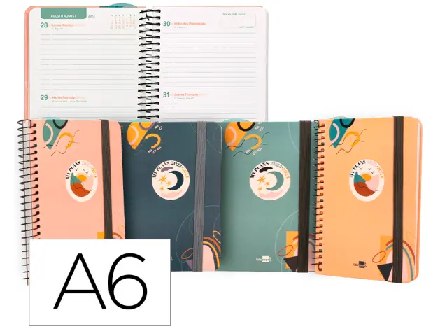 Imagen Agenda escolar liderpapel curso 23-24 college classic my plans mini bilingue dos dias pagina espiral