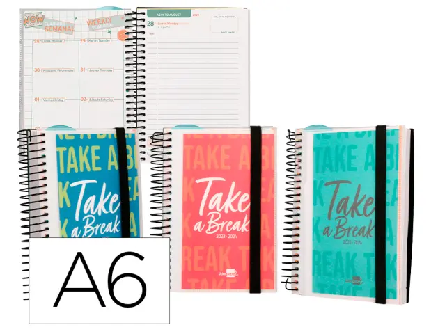 Imagen Agenda escolar liderpapel curso 23-24 college classic mini bilingue dia pagina polipropileno personalizable
