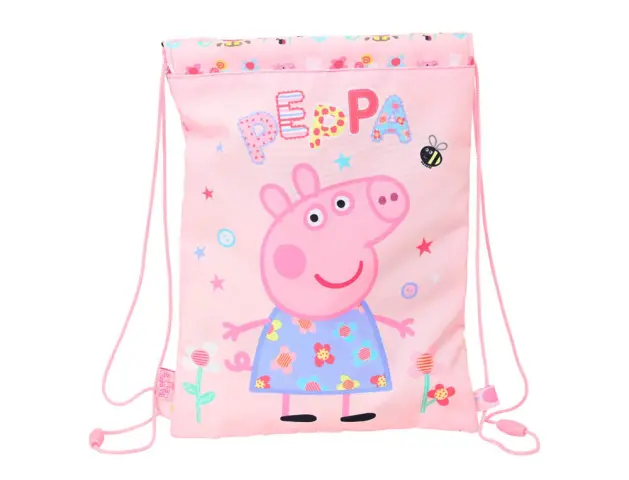 Imagen Cartera escolar safta saco plano junior 260x10x340 mm peppa pig having fun