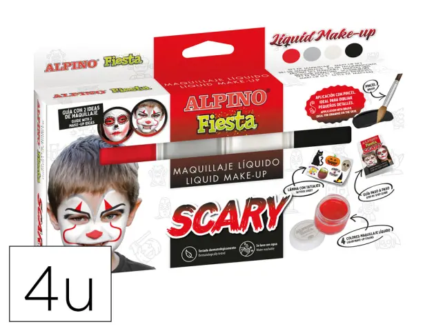 Imagen Barra de maquillaje alpino scary caja de 4 colores surtidos + pincel + folleto