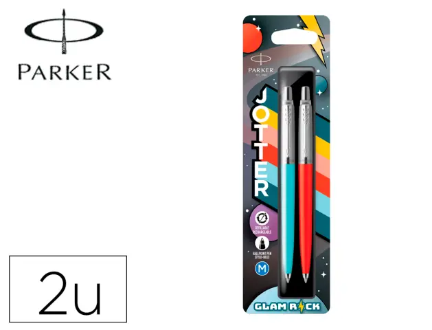 Imagen Boligrafo parker jotter original aos 70 glam rock azul/rojo blister de 2 unidades