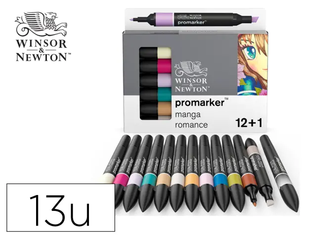 Imagen Rotuladores winsor&newton promarker manga romance set de 12+1 unidades colores surtidos