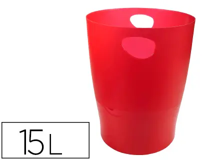 Imagen Papelera plastico exacompta linicolor rojo carmin translucido 15 litros