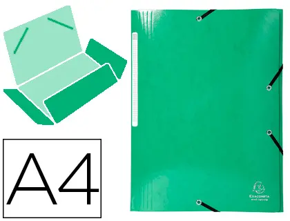 Imagen Carpeta exacompta iderama gomas carton laminado 425 gr tres solapas din a4 verde oscuro